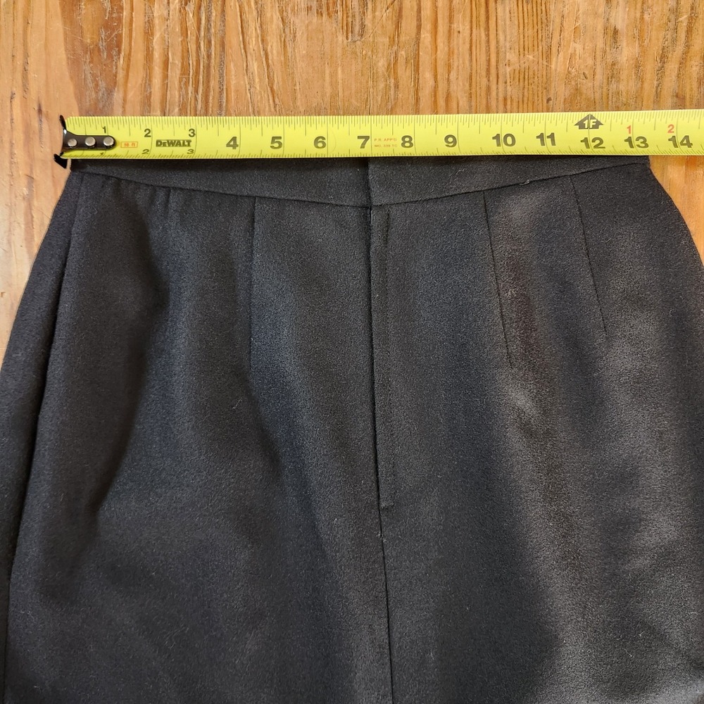 Vintage Women's Black‎ Sz 8 Sm Wool Pencil Skirt Pleated Knee Length Lined Slit - Picture 3 of 9